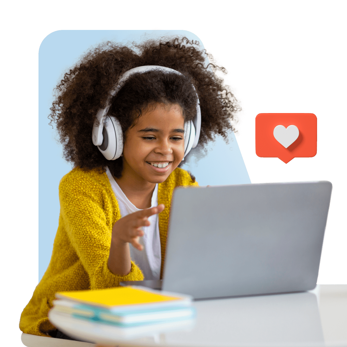 Plan de estudios de educación en el hogar imagen 1 (nombre 1 Young Girl Laptop Headphones Heart)