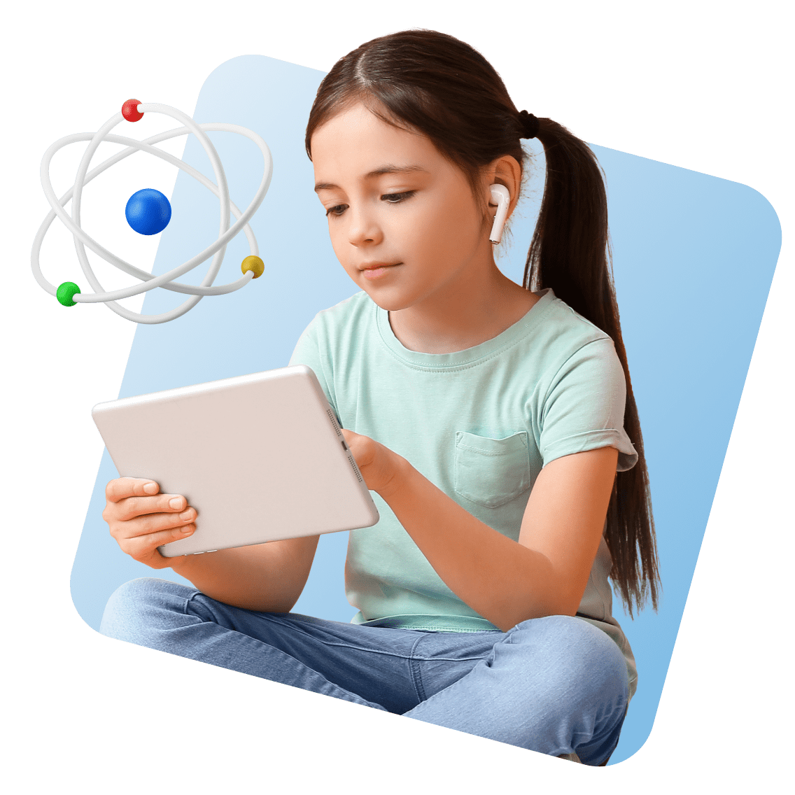 Imagen 1 de las escuelas en línea de California (nombre 3 Young Girl Tablet Airpods Science 3)