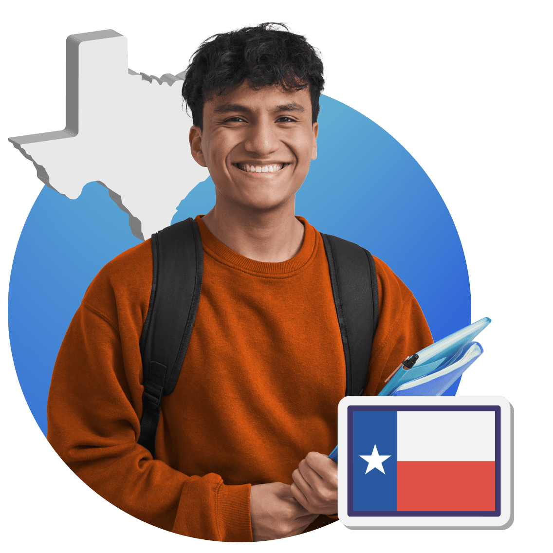 Online English classes in Texas, featuring diverse students engaged in virtual learning through computers and digital resources.