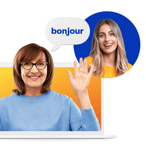 Una imagen acogedora que representa el aprendizaje del idioma francés, con la palabra "bonjour" en un contexto atractivo y educativo.