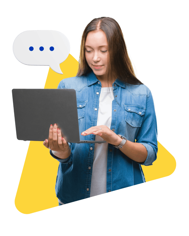 A chatbot interface designed for customer service, featuring a friendly avatar and text input for user inquiries.